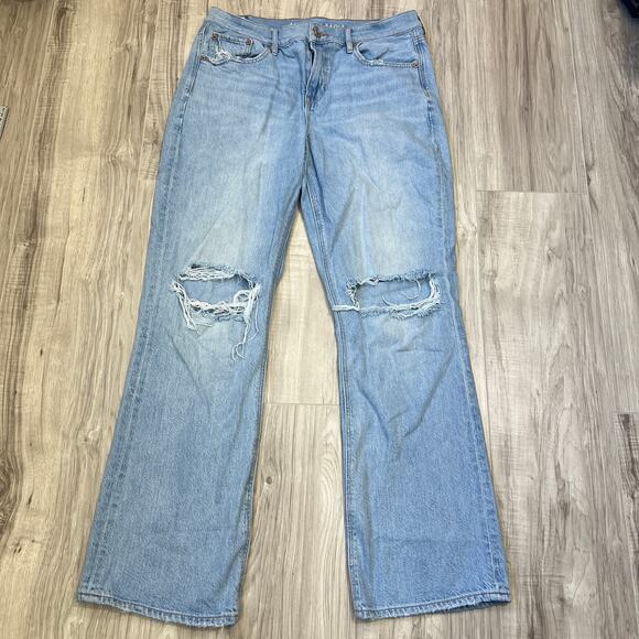 American Eagle '90s Bootcut Distressed Blue Jean Size 10R - Picture 1 of 11